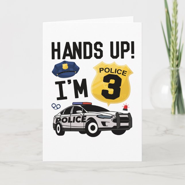 3rd Birthday Gift Police Officer 3 Year Old Boy Card (Front)