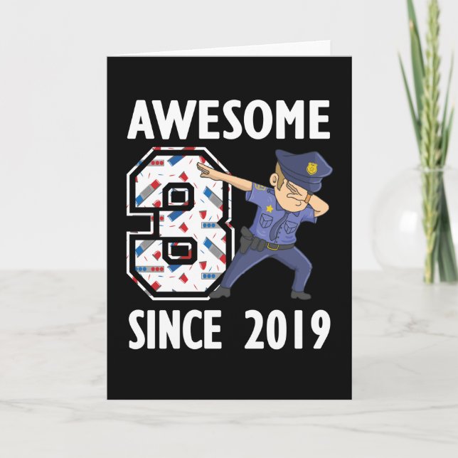 3rd Birthday Gift Police Officer Boy Born in 2019 Card (Front)