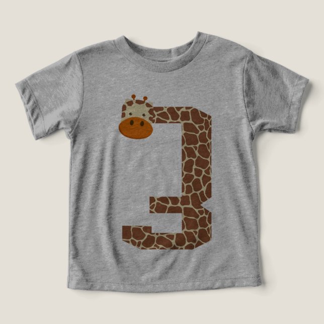 3rd Birthday Giraffe Animal 3 Year Old Boys Kids Toddler T-shirt (Design Front)