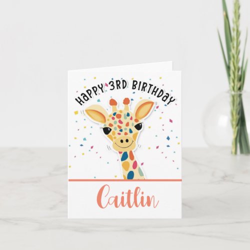 3rd birthday Giraffe card