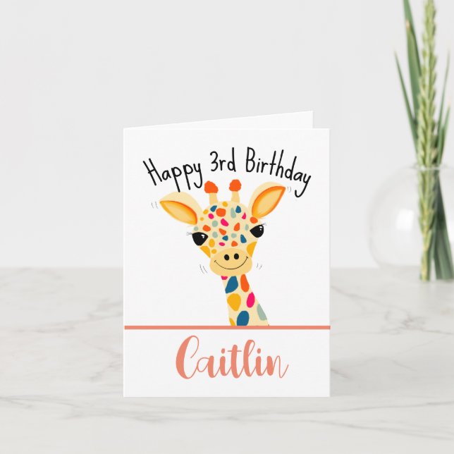 3rd birthday Giraffe card (Front)