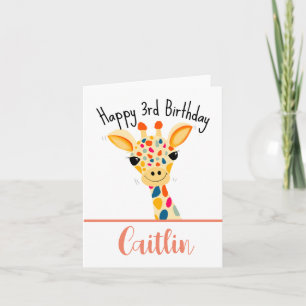 3rd birthday Giraffe card