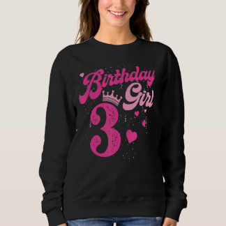 3rd Birthday Girl Crown 3 Years Old Bday Sweatshirt