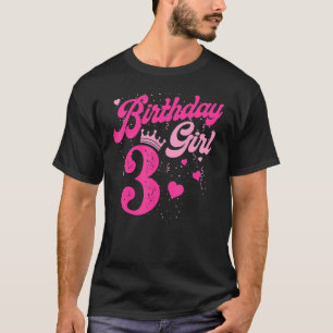 3rd Birthday Girl Crown 3 Years Old Bday T-Shirt