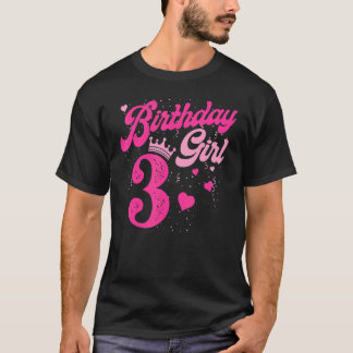 3rd Birthday Girl Crown 3 Years Old Bday T-Shirt