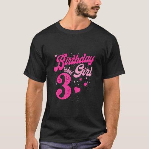 3rd Birthday Girl Crown 3 Years Old Bday  T_Shirt