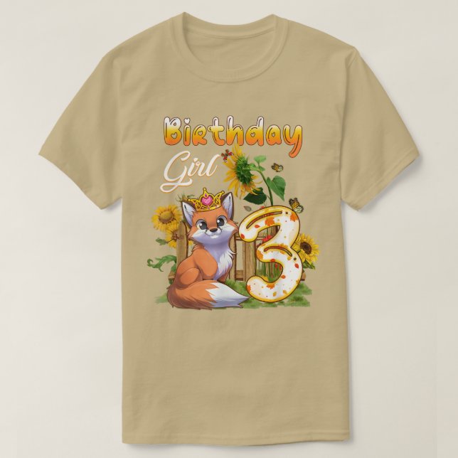 3rd Birthday Girl Fo Birthday 3 Year Old Fo Animal T-Shirt (Design Front)