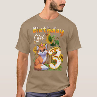 3rd Birthday Girl Fo Birthday 3 Year Old Fo Animal T-Shirt
