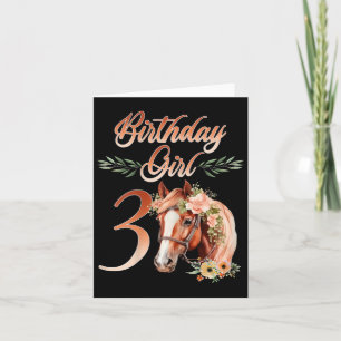 3rd Birthday Girl Horseback Riding 3 Years Birthda Card