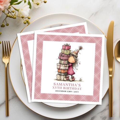 3rd Birthday Girl Party Funny Whimsy Pink Napkins