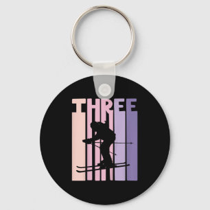 3rd Birthday Girl Retro Ski Lover Skier 3 Years Ol Keychain
