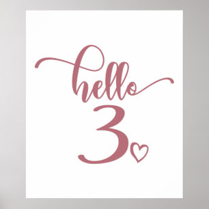 3rd Birthday Girls Hello Three Cute 3 Years Old Poster
