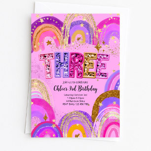 3rd Birthday Girls Party Invitation