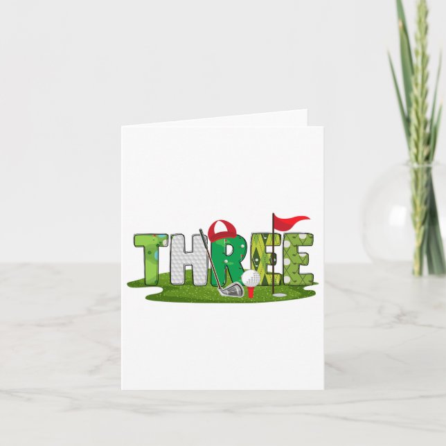 3rd Birthday Golf Theme 3 Year Old Kids Sport Part Card (Front)