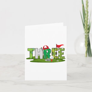 3rd Birthday Golf Theme 3 Year Old Kids Sport Part Card