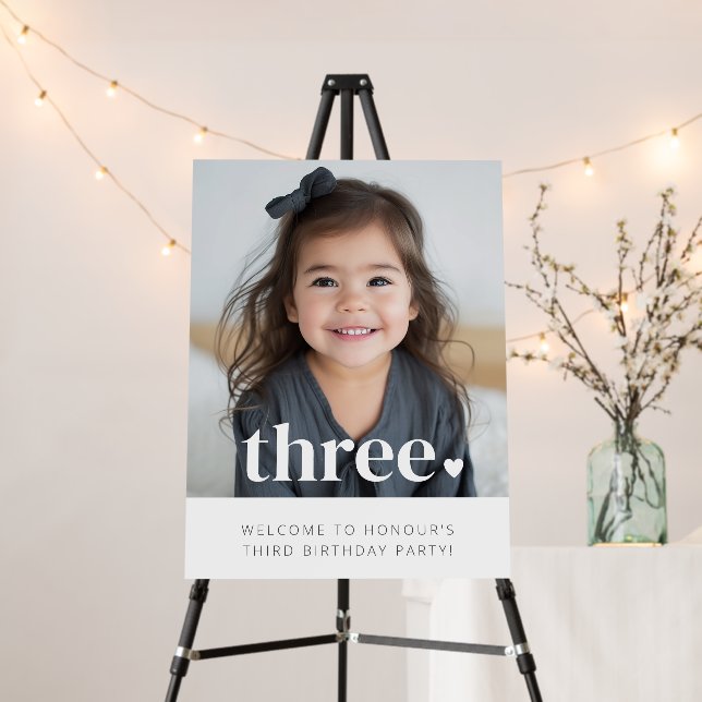 3rd Birthday Heart Photo Welcome Sign (In Situ (Stand))