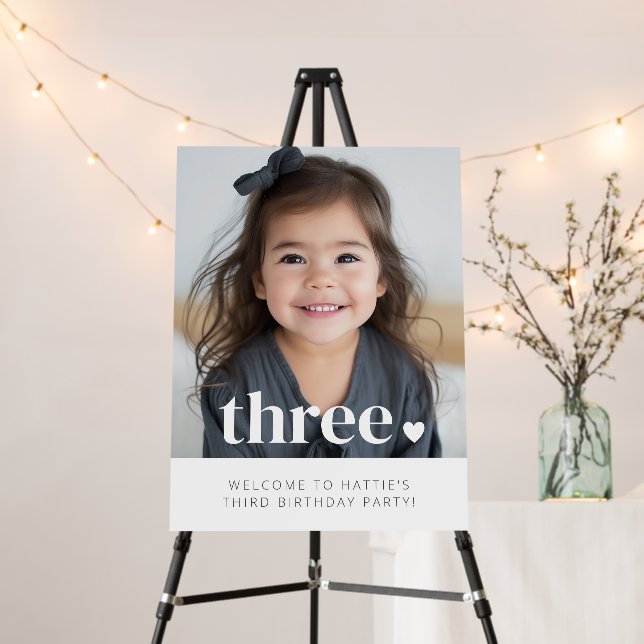 3rd Birthday Heart Photo Welcome Sign (In Situ (Stand))