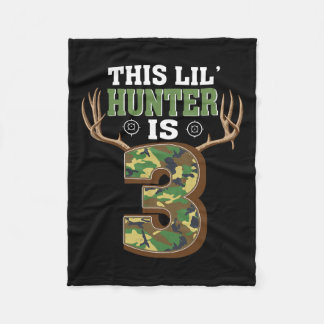 3rd Birthday Hunting Deer 3 Year Old Hunter 1 Fleece Blanket