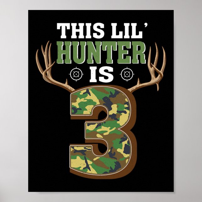 3rd Birthday Hunting Deer 3 Year Old Hunter 1  Poster (Front)