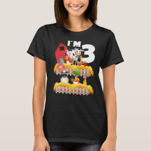 3rd Birthday I'm 3 Year Old Toddler Theme Farm Ani T-Shirt