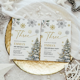 3rd Birthday Invitation, Winter Three Birthday  Invitation