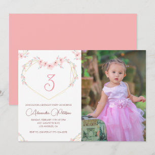 3rd birthday invitations Boho Floral Photo