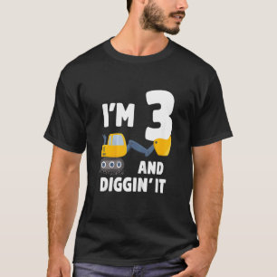 3rd Birthday Kids Construction Truck Boy Excavator T-Shirt