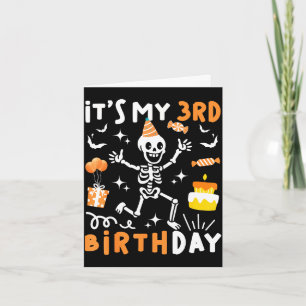 3rd birthday kids funny skeleton 3rd boo day card