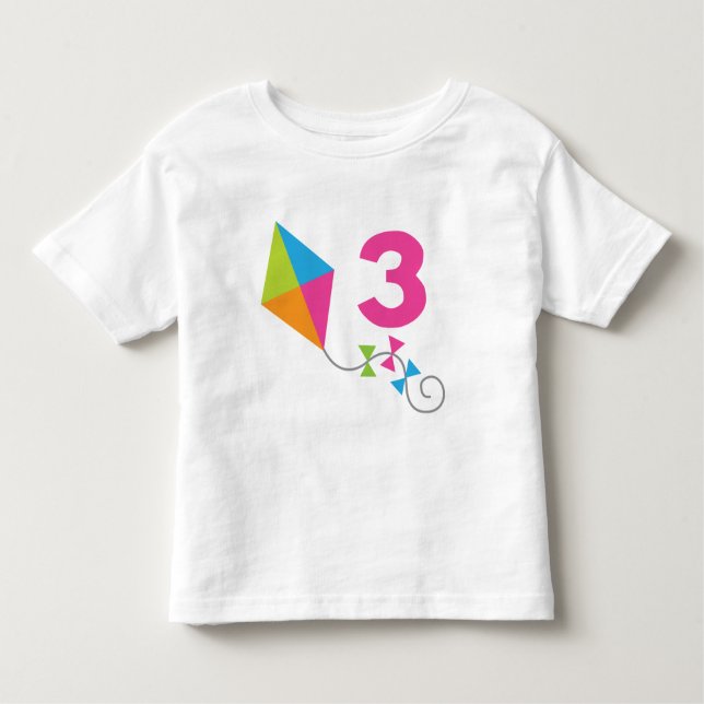 3rd Birthday Kite Design Gift Toddler T-shirt (Front)