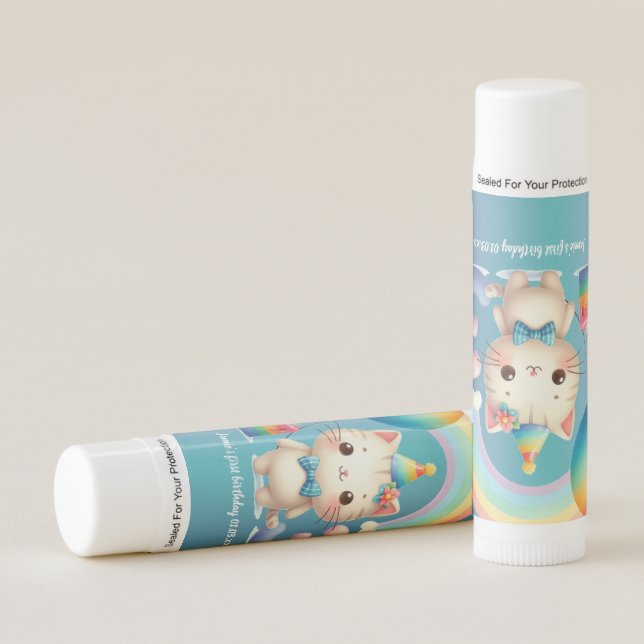3rd Birthday Kitten Favor Lip Balm (Front)