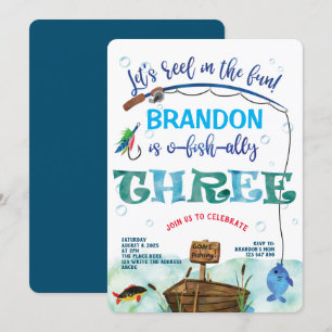 3rd Birthday Little Fisherman, Gone fishing  Invitation