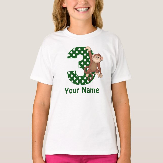 3rd Birthday Monkey Personalized Shirt (Front)