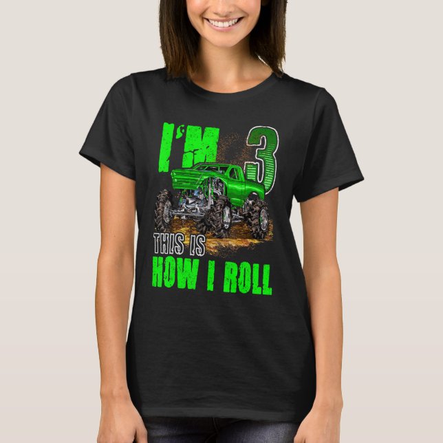 3rd Birthday Monster Truck For Boys & Girls 3 Year T-Shirt (Front)