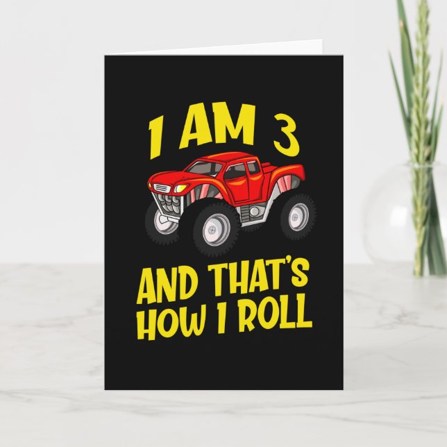 3rd Birthday Monster Truck Kids Car Gift Card (Front)
