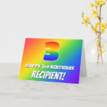 [ Thumbnail: 3rd Birthday: Multicolored Rainbow Pattern # 3 Card ]