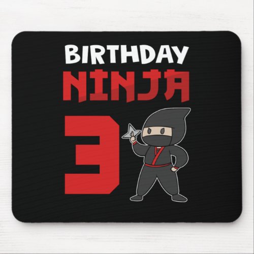 3rd Birthday Ninja 3 Years Ninja Costume Gift Mouse Pad