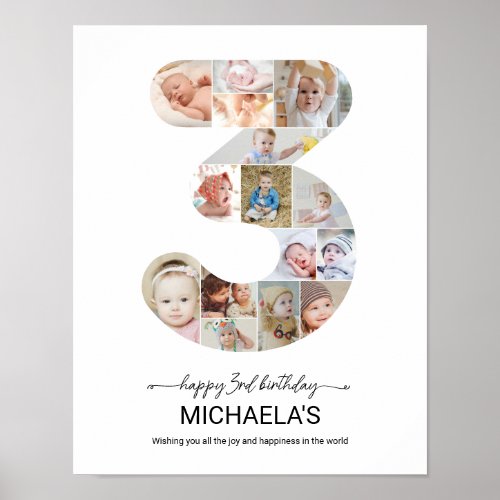 3rd Birthday Number 3 Photo Collage Custom Picture