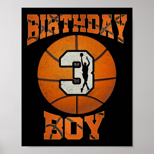 3rd Birthday Outfit Boy Basketball Third 3 Year Ol Poster