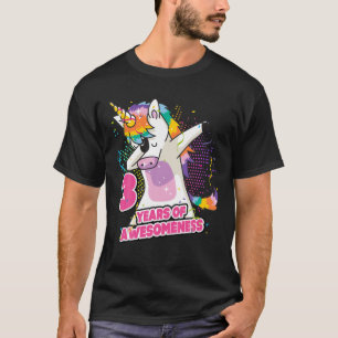 3Rd Birthday Outfit, Dabbing Unicorn 3 Year Of Awe T-Shirt