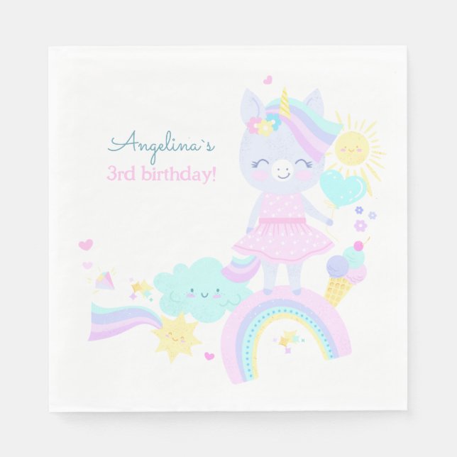 3rd Birthday Paper Napkin. Napkins (Front)