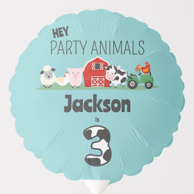 3rd Birthday Party Animals Farm Balloon (Front)