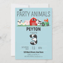 3rd Birthday Party Animals Farm Birthday Invitation