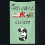3rd Birthday Party Animals Farm Birthday Kids Banner<br><div class="desc">3rd Birthday Party Animals Farm Birthday Banner. Personalize with name for third birthday. Farm animals,  cows,  sheep,  pigs,  roosters,  barns. Farm-themed party supplies for kids,  first birthday. www.SamAnnDesigns.com</div>