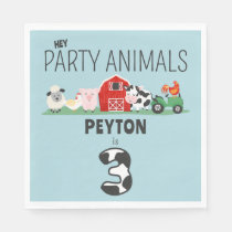3rd Birthday Party Animals Farm Birthday Kids Napkins