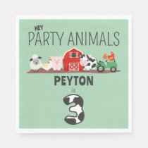 3rd Birthday Party Animals Farm Birthday Kids Napkins