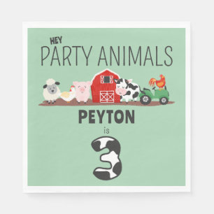 3rd Birthday Party Animals Farm Birthday Kids Napkins