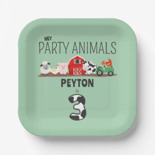 3rd Birthday Party Animals Farm Birthday Kids Paper Plates