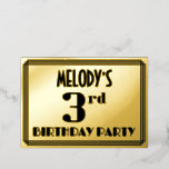 [ Thumbnail: 3rd Birthday Party: Art Deco Look “3” and Name Invitation ]