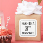 [ Thumbnail: 3rd Birthday Party: Art Deco Style + Custom Name Sticker ]