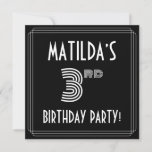[ Thumbnail: 3rd Birthday Party: Art Deco Style W/ Custom Name Invitation ]